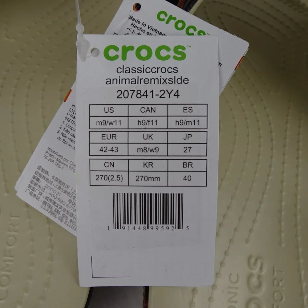 Crocs Leopard Print Slides Men Size 9 US Women Size 11 Animal Print Sandals